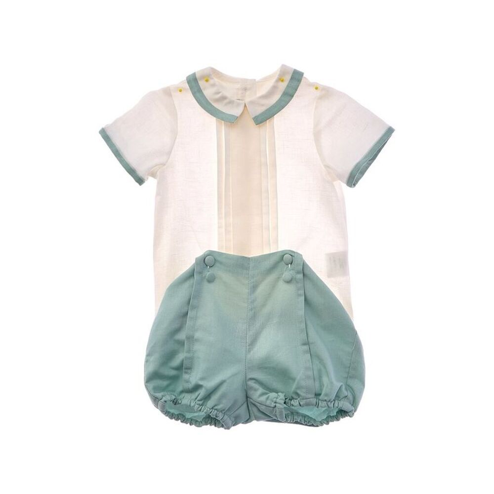 Pepa London Girls  Baby Boy Celebration Teal Linen-Blend Bloomers, Blue